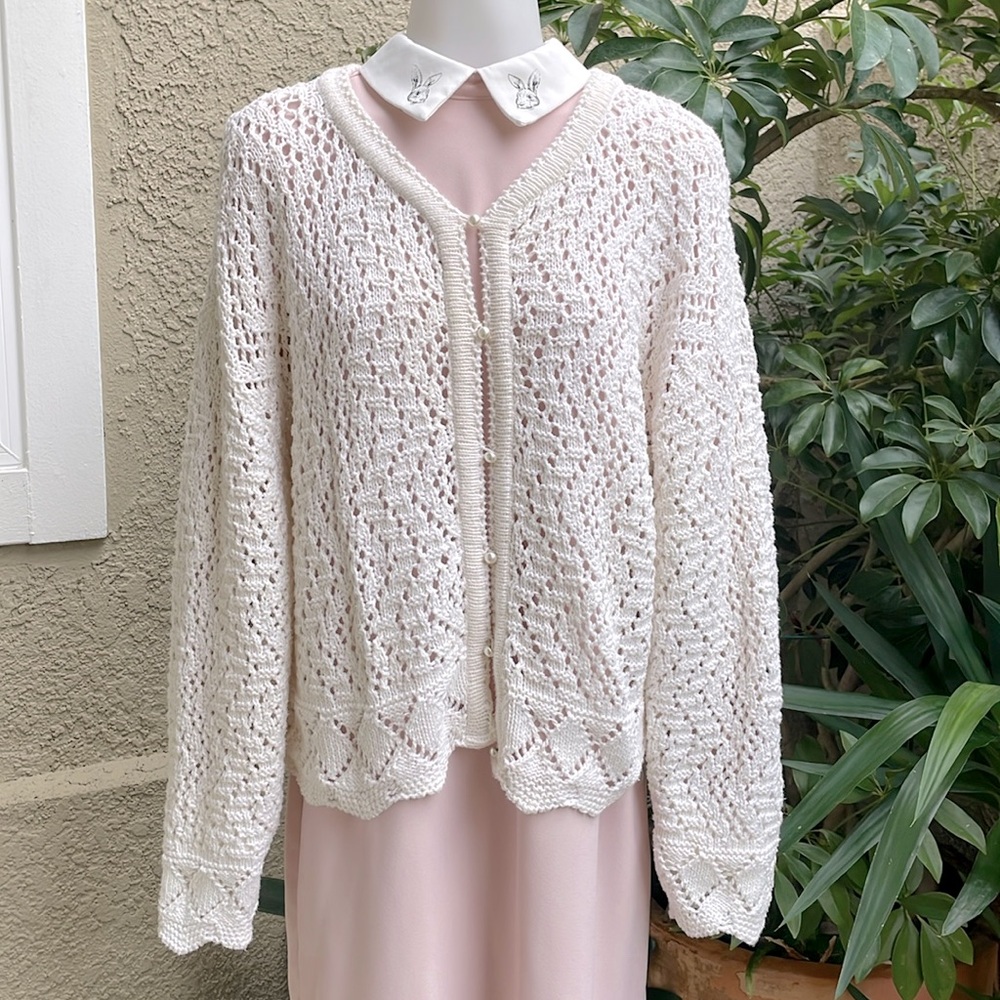 Vintage cream Absolutely Cotton knitted cotton cardigan